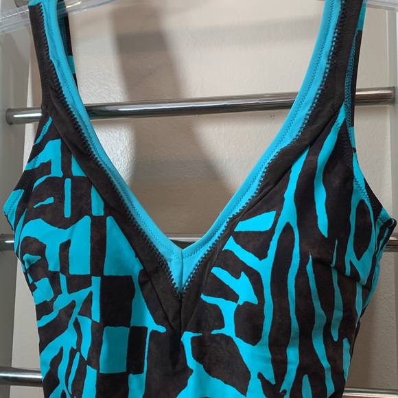 GOTTEX Brown & Turquoise Animal Print Tank One Piece Swimsuit - Picture 3 of 9